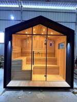 Sauna extérieur moderne préfabriqué en acier, écologique, anticorrosion, électrique, panoramique, pour villa, à vapeur sèche, type Far House