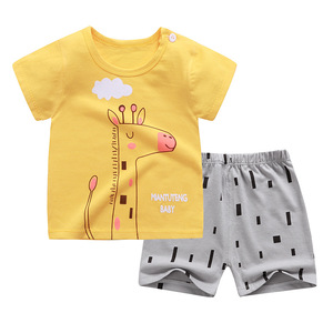 Nuevo conjunto de ropa de manga corta para niños, venta al por mayor, Camiseta de algodón para bebés, pantalones cortos, conjunto de 2 uds. - Product Image 3
