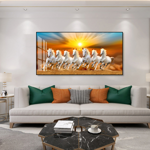 Bức tranh trang trí gia đình phòng ngủ văn phòng nghệ thuật hiện đại Bảy con ngựa bức tranh Sứ Pha lê chạy ngựa Tường - Product Image 5