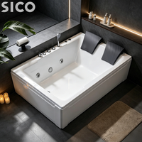 Baignoire rectangulaire double autoportante en acrylique pour 2 personnes, idéale pour hôtels, villas et maisons de luxe