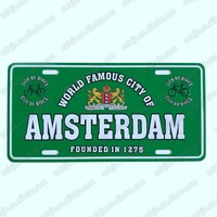 Decorazione Murale di Amsterdam, Olanda, Targa Souvenir in Metallo con Rilievo, Targa Automobilistica