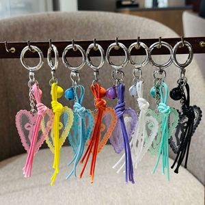 Bán Buôn Sáng Trái Tim Ren Keychain Với Tua Sợi Dây Thừng Và Chuông Đa Màu Sắc Nhựa Tình Yêu Keyring Hợp Thời Trang Cô Gái Túi Quyến Rũ - Product Image 2