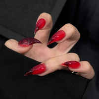 Faux ongles à presser longs et pointus, motif griffe de dragon, finition miroir dorée chromée, faits main, forme stiletto, pour soirée