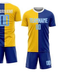 Ensemble uniforme et short bicolore bleu-jaune pour le football ou le soccer, idéal pour l'entraînement en équipe et les matchs de ligue - Product Image 2