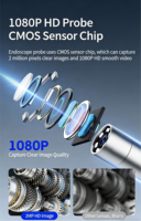 Endoscope industriel articulé 1080P, diamètre 6,2 mm/6,5 mm, sonde articulée à 4 voies, angle d'articulation de 120°, écran LCD IPS de 4,3 pouces
