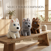 Robot interactif IA personnalisable en peluche chien Westie gris, compatible ChatGPT, 60+ langues, mignon, éducatif, pour enfants, unisexe, émotionnel et social