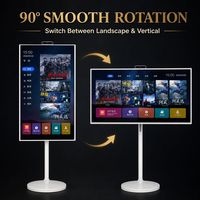 Téléviseur intelligent portable de 32 pouces avec support mobile, Android 14, 6 Go, 128 Go, tablette TV sans fil pour la maison, le bureau et l'affichage commercial