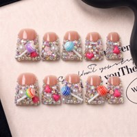 Uñas Postizas Acrílicas Hechas a Mano con Curva 3D Francesa, Diseño Exclusivo ODM, Cobertura Completa PMMA, Uñas Personalizadas, 10 Piezas