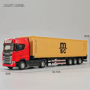 نموذج شاحنة نقل حاويات دييكاست معدني مقاس 1/50 مع مؤثرات صوتية وضوئية للأطفال - Product Image 2