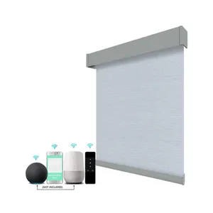 Custom High Quality motorized smart WiFi Battery shades Blackout Curtain Fabric Printing Roller Blind