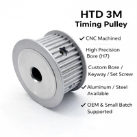 Poulie de distribution HTD 3M 20T en alliage d'aluminium usinée CNC, alésage personnalisé, vis de réglage, transmission OEM pour machines industrielles