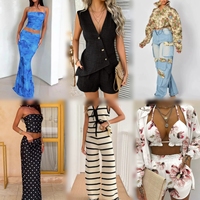 Déstockage d'usine, ensembles pour femmes d'été, ensembles pour femmes décontractés et tendance, ensembles deux pièces, vente en gros