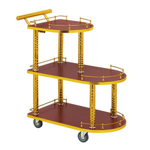 Luxury Liquor Trolley Royal Hand Dessert <strong>Cart</strong> 3 Tier Titanium <strong>Wooden</strong> European Four Wheels Hotel Restaurant Gold Hotel Furniture - Product Image 1