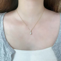 Collana con Ciondolo in Oro 18K con Diamante Sintetico, Catena Sottile Regolabile Minimalista, Collana con Charm in Diamanti per Donne