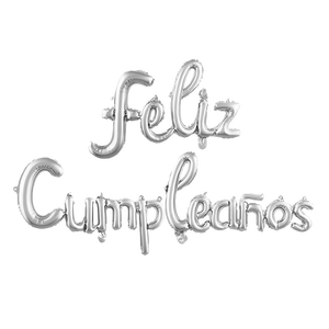 Ballons de fête Joyeux Anniversaire argentés 44x63CM 36x164CM, sac de 12 pièces - Product Image 3