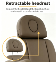 Fauteuil/Lit de Massage Électrique Noir de Luxe à 4 Moteurs pour Soins du Visage, Esthétique, Épilation, Spa, Salon de Beauté
