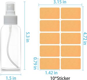 Bouteilles de <span class=keywords><strong>voyage</strong></span> à vaporiser approuvées, flacons vaporisateurs à fine brume format <span class=keywords><strong>voyage</strong></span> pour liquides, bouteilles en plastique transparentes rechargeables vides avec étiquettes - Product Image 2
