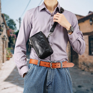 Dujiang Men's Waist <b>Bag</b> Genuine Leather Large Capacity Crossbody <b>Bag</b> For Everyday Use - Product Image 3