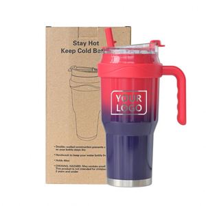 Customizable Logo 40 oz Outdoor Double-Walled Insulated Tumbler Cup Handle 30 oz 40 oz 4 Cup Sealing Machine Includes Spoon - Product Image 1