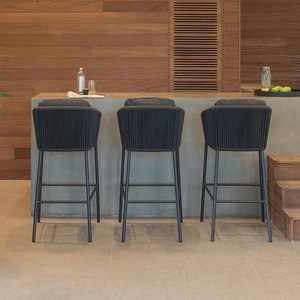 Conjunto de Sillas de Bar de Aluminio y Mimbre para Jardín, Comedor, Gimnasio, Restaurante, Terraza, Resort, Hotel, Muebles de Bar, Banco de Gimnasio - Product Image 2