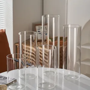Aangepaste Heldere Hoge Vazen Cilindrische Rechte Glazen Vaas Home Decor Luxe Vazen Bloem