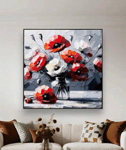 Pintura <span class=keywords><strong>al</strong></span> Óleo Texturizada <span class=keywords><strong>de</strong></span> Ramo <span class=keywords><strong>de</strong></span> <span class=keywords><strong>Amapolas</strong></span>, Arte Floral Impasto, Flores <span class=keywords><strong>Rojas</strong></span> y Blancas, Arte <span class=keywords><strong>de</strong></span> Pared en Lienzo, Hecho a Mano, Tamaño Personalizado - Product Image 4