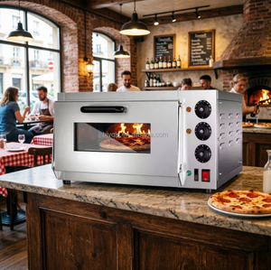 Four à <span class=keywords><strong>pizza</strong></span> électrique commercial automatique à un seul niveau 220V 2kW avec chaleur supérieure/inférieure indépendante, pierre en cordiérite, éclairage LED, OEM - Product Image 2