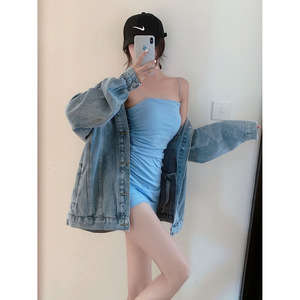 แจ็กเก็ตผ้ายีนส์ของผู้หญิงฤดูใบไม้ร่วงและฤดูหนาว2025แจ็คเก็ตทรงหลวมอเนกประสงค์สไตล์เกาหลีดีไซน์แหวกแนวย้อนยุค - Product Image 3