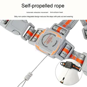 ファッショナブルな反射ウェビングオールインワンオートロック引き防止制御ハイブリッド犬用ハーネス内蔵引き込み式リーシュ - Product Image 5