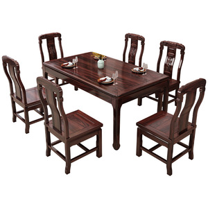 Juego de Mesa de Comedor de Madera Maciza de Palisandro, 6 Piezas, Rectangular, Estilo Antiguo, Muebles de Comedor, Estructura de Estructura Duradera - Product Image 4