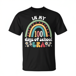T-shirt promozionale per la festa del 100° giorno di scuola, in stile retrò e colorato, con la scritta 'In My 100 Days of School' - Product Image 2
