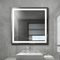 Miroir de salle de bain carré LED Amorho 36x36 avec éclairage avant/arrière, gradation progressive, anti-buée, incassable, mémoire, 3 couleurs