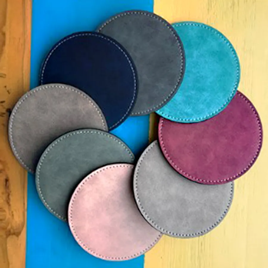 2023 New Trend Colorful 4 pollici PU Leather coaster sublimation blank coaster Custom Private Label best seller sottobicchieri