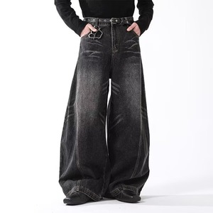 American Retro Washed Denim <b>Jeans</b> for Men Low Waist Straight Loose Scimitar Wide-Leg Stylish High-End Pants Trendy Versatile - Product Image 1