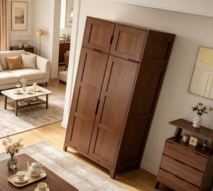 Armoire en bois moderne avec portes battantes style Shaker, en bois massif, meuble de chambre autoportant - Product Image 6