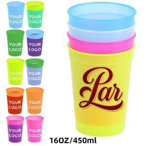 Wholesale Custom 16oz Reusable Plastic Drinking <b>Cup</b> With Tumbler With Lid and Straw Stadium <b>Cup</b> <b>Cold</b> Color Chang <b>Cups</b> With Logo - Product Image 1