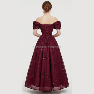 Maßgeschneidertes Schulterfreies Pailletten-Besticktes Kleid für Damen Elegante Maxi-Partykleider - Product Image 2