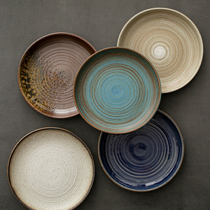 Plato redondo de porcelana japonesa gruesa para bistec occidental y <span class=keywords><strong>sushi</strong></span>, plato de cerámica para restaurante con elegante diseño. - Product Image 1