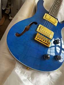 Guitarra <span class=keywords><strong>PRS</strong></span> Custom Color Azul Brillante Cuerpo Semihueco con Agujero en F Herrajes Dorados HH Envío Rápido - Product Image 4