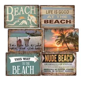 Strand Vintage Metall Zinn Zeichen dekorative Plakette Wand dekoration Retro Pub Bar Haus Surf Club Dekoration