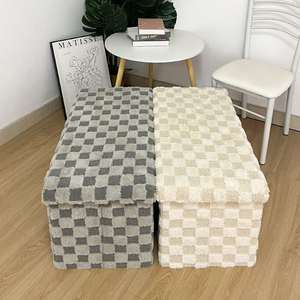Tùy Chỉnh Màu Grey Hiện Đại Nhung Gấp Ottoman Phân Có Thể Gập Lại Lưu Trữ Hộp Chỗ Để Chân Đệm Ghế Cho Phòng Ngủ Phòng Khách Nhung - Product Image 1
