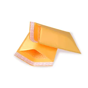Bolsas de papel Kraft para correo, sobres acolchados de burbujas, color amarillo personalizado, OEM, venta al por mayor de fábrica