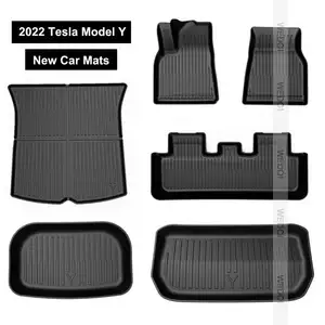 Custom 7d car foot mats for 2024 Tesla Model Y accessories 4 pieces with brand logo all weather premium 5d tpe car floor mat