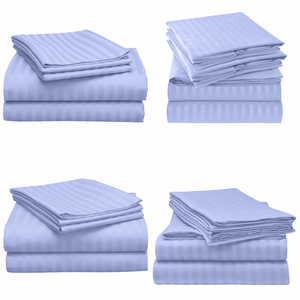 Set di lenzuola 4 pezzi Queen Size - Lenzuola ultra morbide e rinfrescanti - Righe grigie 1 |   Adatto a materassi da 8 a 16 pollici - Product Image 4
