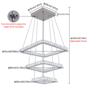 现代豪华方形水晶吊灯客厅不锈钢吸顶灯 - Product Image 2