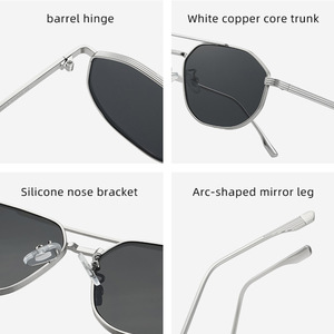 Logo Custom 2026 Retro <b>Gradient</b> Lens Metal Pilot Sun Glasses UV400 Double Bridges Polygon <b>Sunglasses</b> for Men Women - Product Image 6
