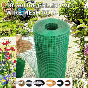 Rouleau de grillage soudé à mailles carrées, revêtu de PVC vert, calibre 10, pour jardin, avec services de pliage, découpe et poinçonnage - Product Image 2