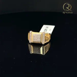 Luxury gold diamond <b>ring</b> for <b>men</b> with bold square design modern stylish statement jewelry perfect for special occasions - Product Image 3