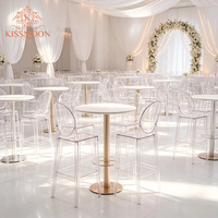 Chaise de bar transparente en PC, dossier ovale, chaise haute empilable pour mariage, banquet, cocktail, événement, location