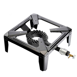 Réchaud de camping 8,5 Kw en fonte d'acier, 4 pieds, régulateur de flamme, brûleur 170 mm, 40x40x19 cm - Product Image 1